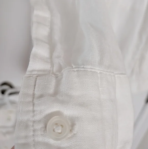 GAP 100% Linen Boyfriend Shirt Button down shirt white medium - Picture 4 of 8